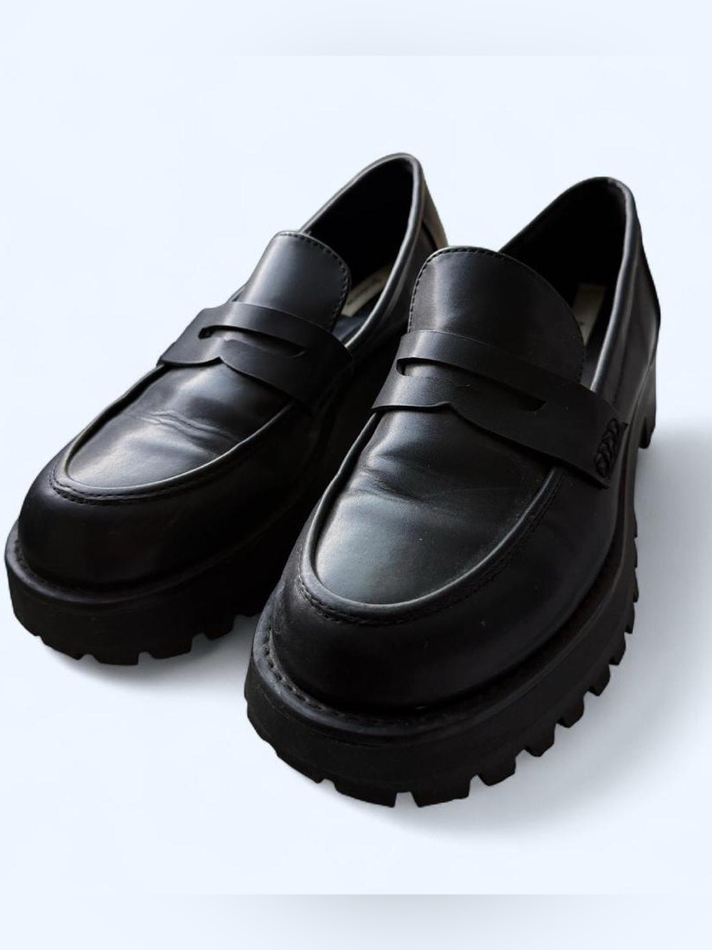 Stradivarius Black Chunky Sole Penny Loafers